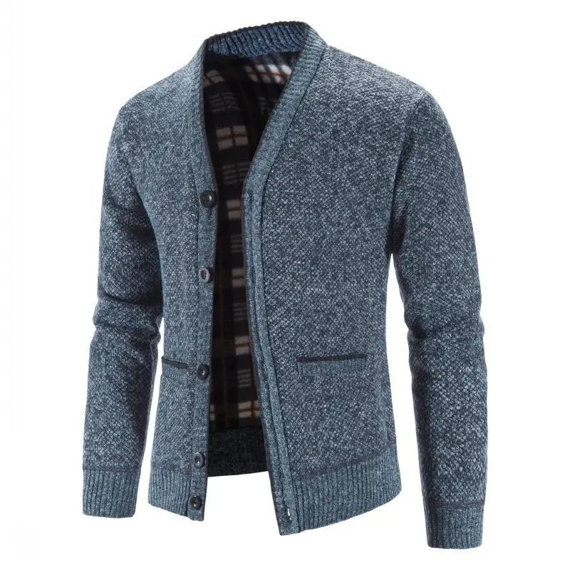 Men's Grey Knitted Cardigan Jacket Warm Comfortable Casual Wear