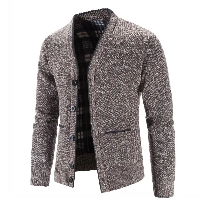 Men's Grey Knitted Cardigan Jacket Warm Comfortable Casual Wear