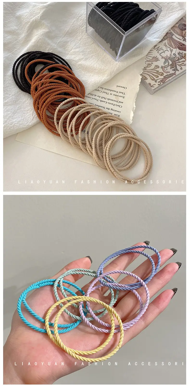New Rubber Band All-Match Head Rope Autumn Winter High Elastic Durable Ponytail Rubber Band Girls Tie Head Hair Accessories Wholesale — feature 4