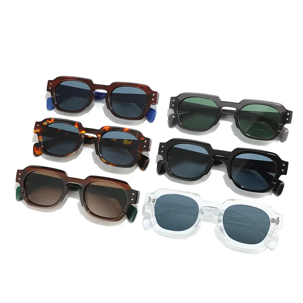 Men Retro Square Sunglasses Green Brown - Image 8