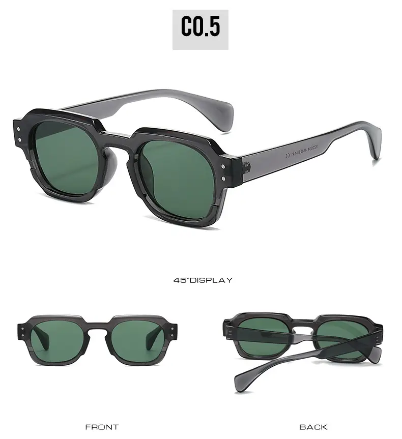 Men Retro Square Sunglasses Green Brown β feature 11