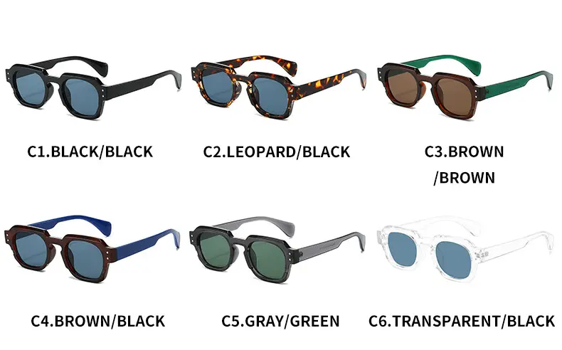 Men Retro Square Sunglasses Green Brown β feature 6