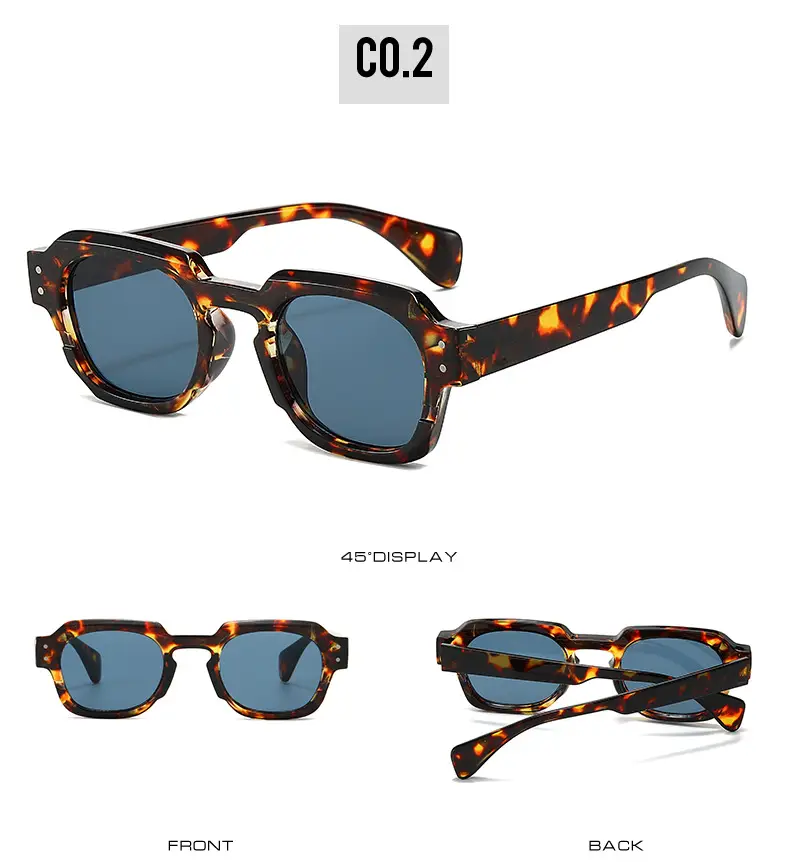 Men Retro Square Sunglasses Green Brown β feature 8