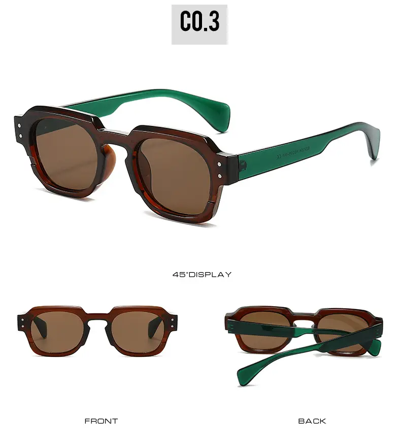 Men Retro Square Sunglasses Green Brown β feature 9