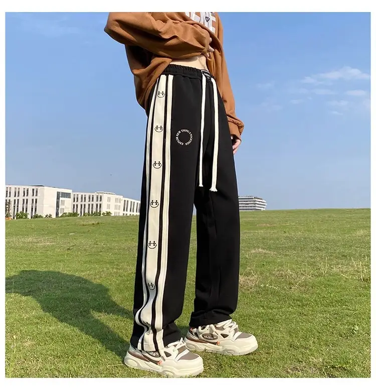 American Boys Striped Sports Sweatpants Black White Grey — feature 11