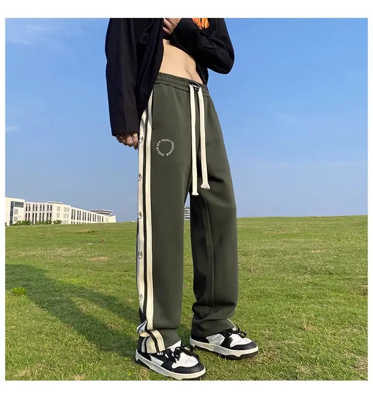 American Boys Striped Sports Sweatpants Black White Grey — feature 4