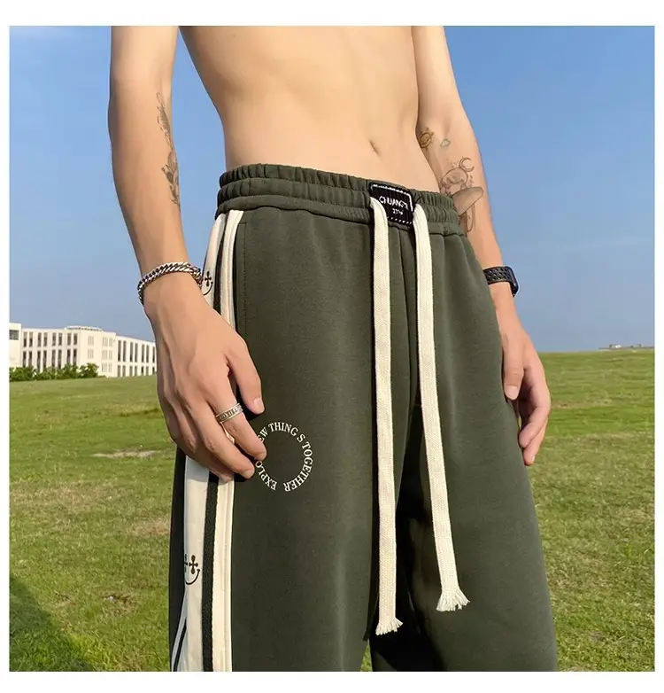 American Boys Striped Sports Sweatpants Black White Grey — feature 6