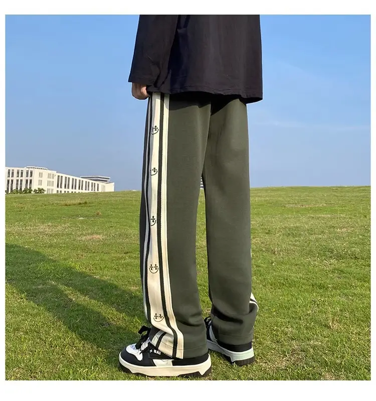 American Boys Striped Sports Sweatpants Black White Grey — feature 7