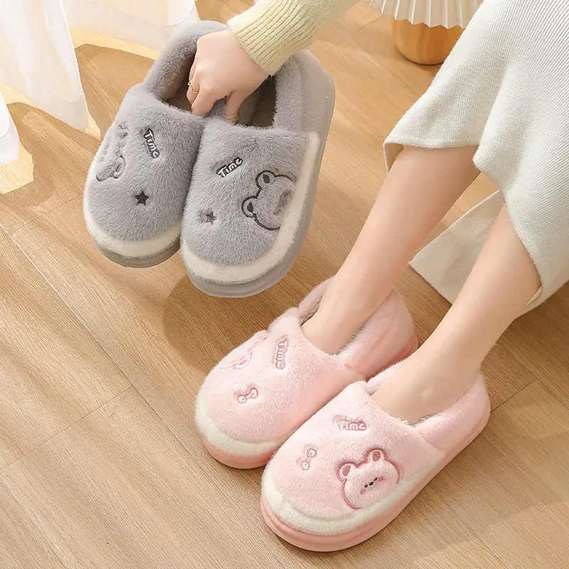Cotton Slippers with Bag Heel Women's Winter Indoor Home Warm Slippers Autumn and Winter Thick Sole Non-Slip Home Cartoon Cotton Shoes for Men Wholesale - Image 7