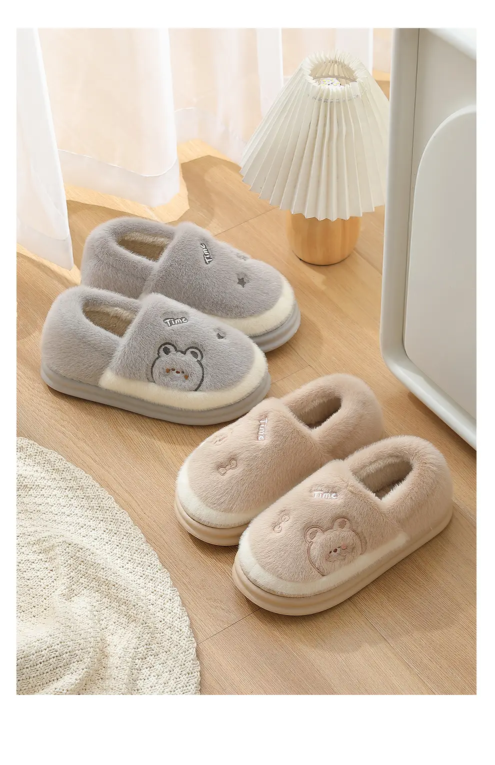 Cotton Slippers with Bag Heel Women's Winter Indoor Home Warm Slippers Autumn and Winter Thick Sole Non-Slip Home Cartoon Cotton Shoes for Men Wholesale — feature 34