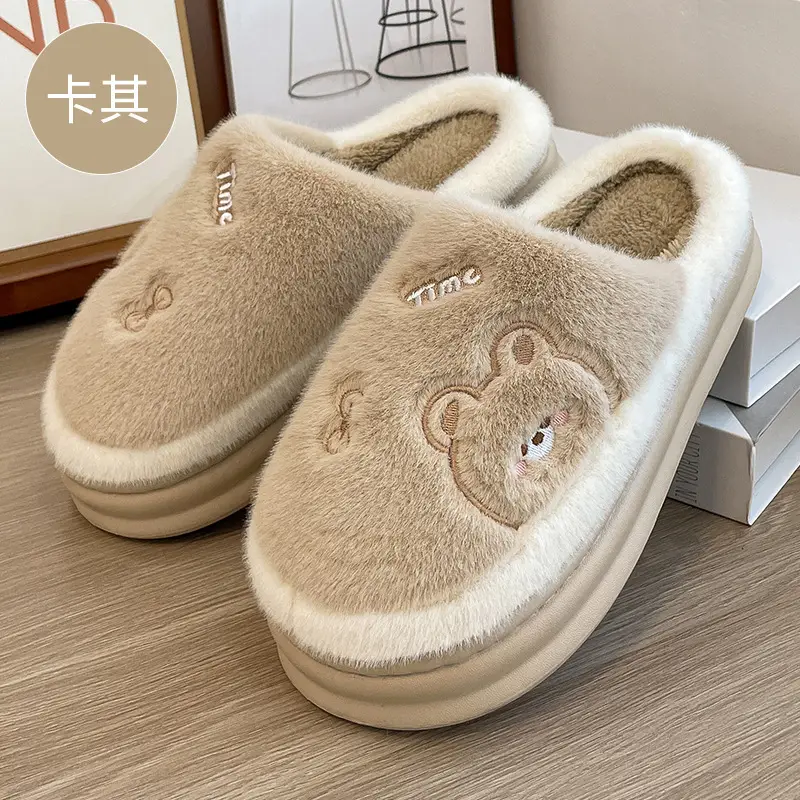 Cotton Slippers with Bag Heel Women's Winter Indoor Home Warm Slippers Autumn and Winter Thick Sole Non-Slip Home Cartoon Cotton Shoes for Men Wholesale - Image 4