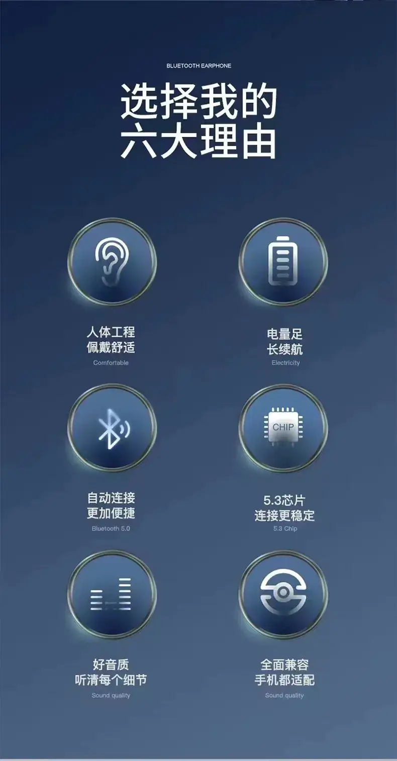 Wireless Bluetooth Earbuds with Fingerprint Touch & Sports Design — feature 3