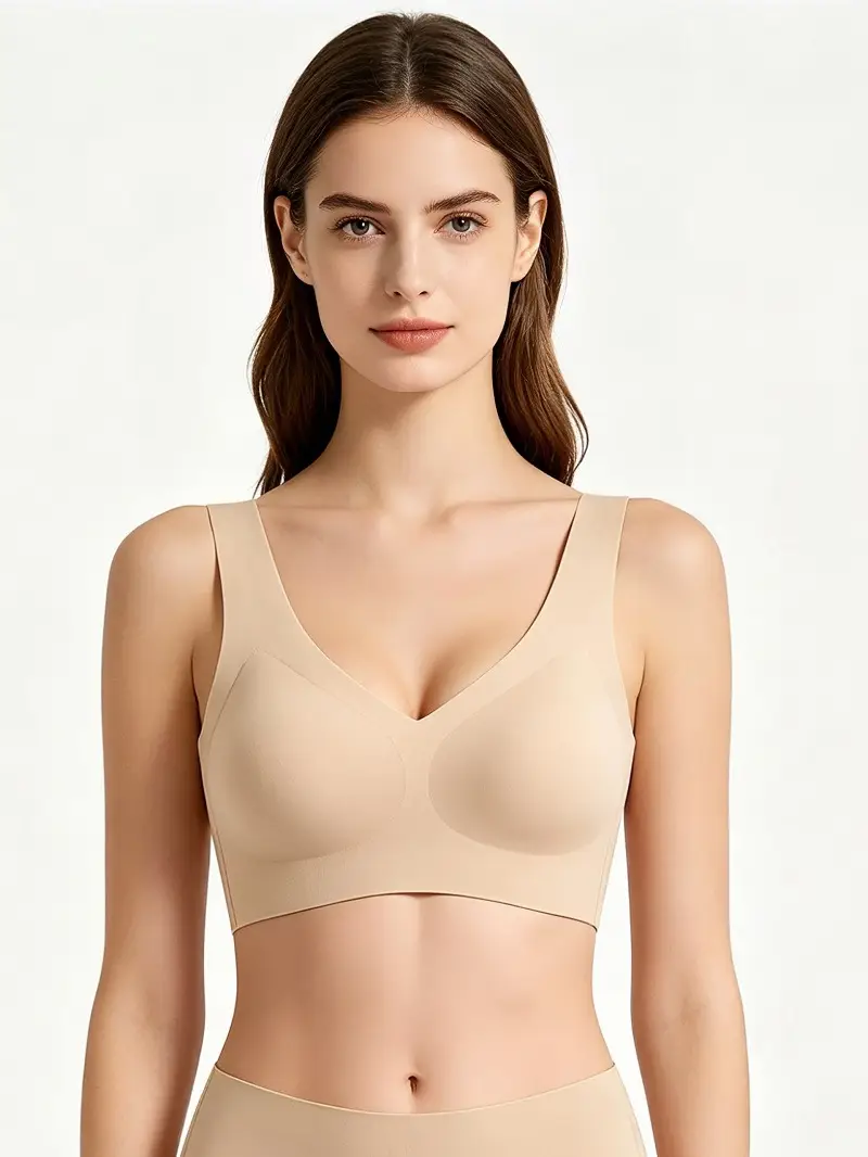 Seamless V-Neck Vest-Style Bra for Women with Large Busts, Minimizing Effect, One-Piece Comfortable Sleep Bra, U-Shaped Beautiful Back Bras — feature 10