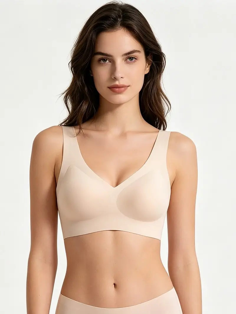 Seamless V-Neck Vest-Style Bra for Women with Large Busts, Minimizing Effect, One-Piece Comfortable Sleep Bra, U-Shaped Beautiful Back Bras — feature 9
