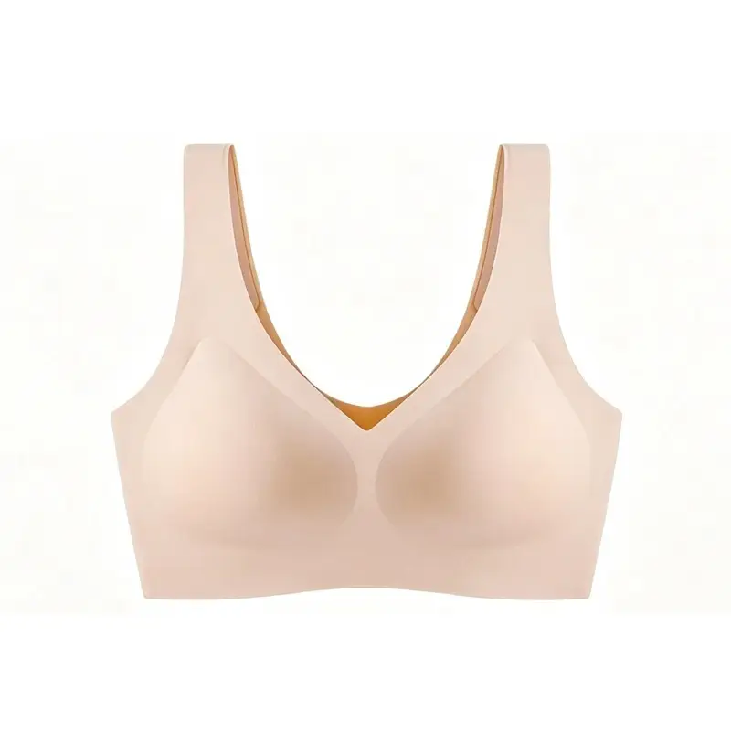 Seamless V-Neck Vest-Style Bra for Women with Large Busts, Minimizing Effect, One-Piece Comfortable Sleep Bra, U-Shaped Beautiful Back Bras