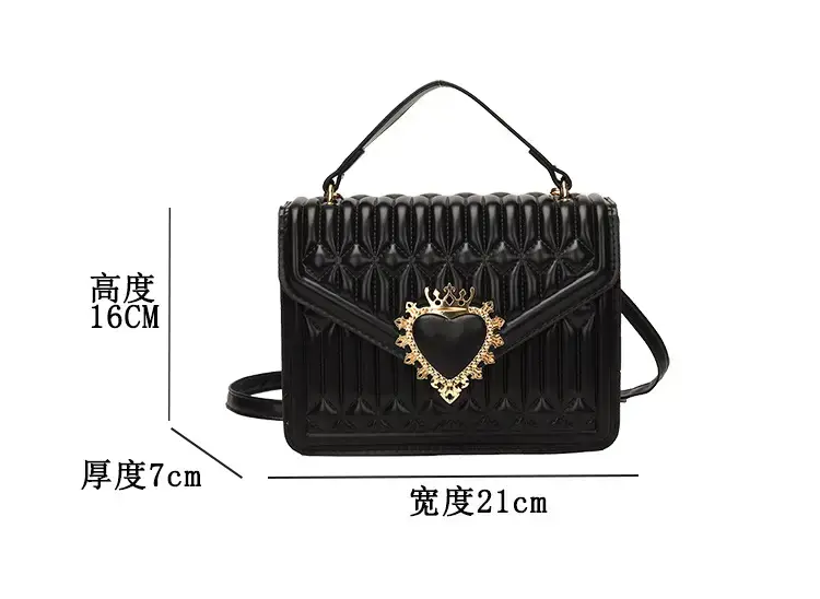 Women's Brown Quilted Shoulder Crossbody Bag with Heart Charm — feature 5