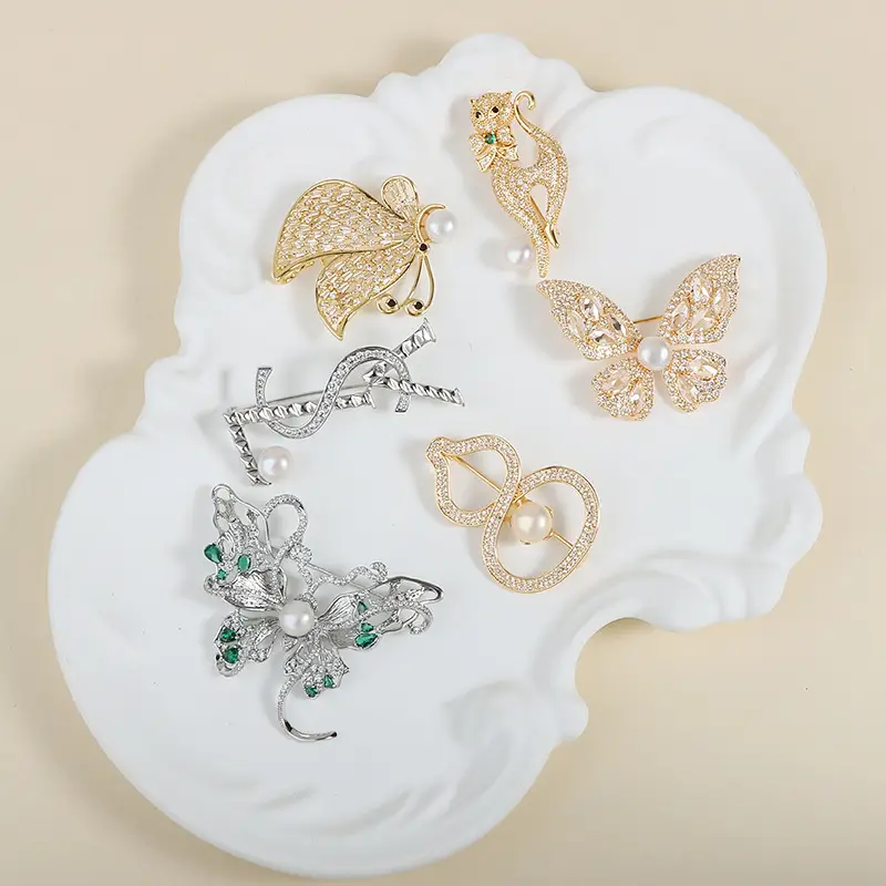 Dream Crystal Butterfly Brooch with Pearl for Women - Image 11