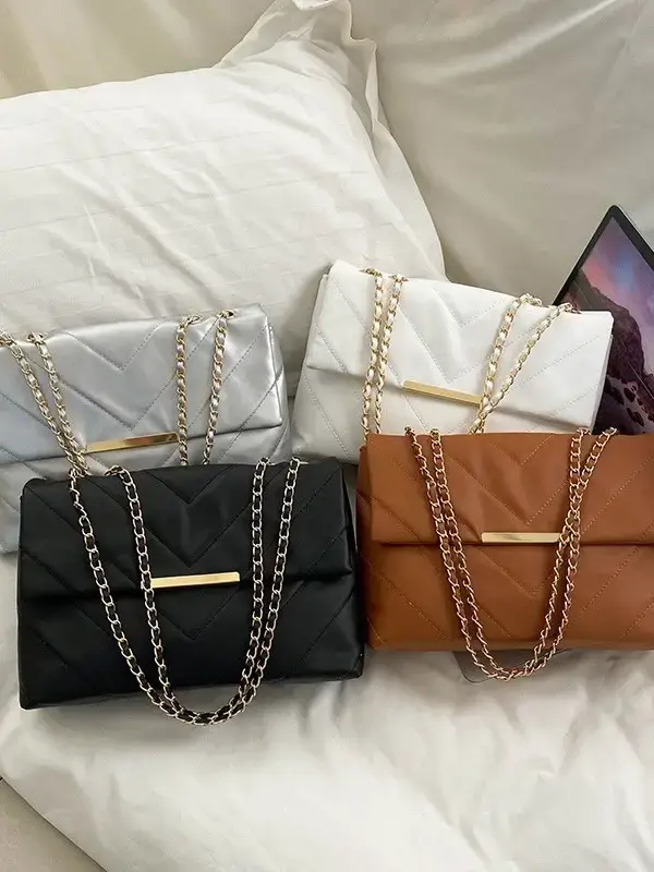 White Quilted Shoulder Bag for Women Autumn Winter 2023 - Image 8