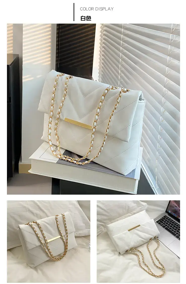 White Quilted Shoulder Bag for Women Autumn Winter 2023 — feature 4