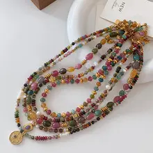 Dunhuang New Chinese Style Necklace Women's Beaded Natural Stone Agate High-grade Woolen Chain Red Stacked Antique Clavicle Chain — feature 17