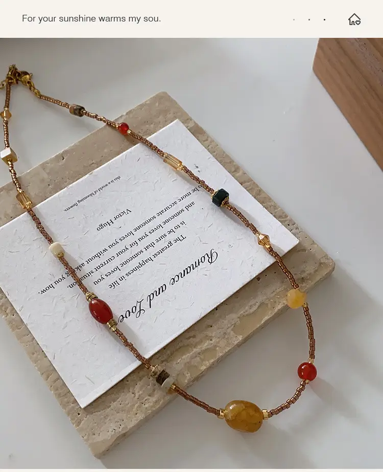 Dunhuang New Chinese Style Necklace Women's Beaded Natural Stone Agate High-grade Woolen Chain Red Stacked Antique Clavicle Chain — feature 31