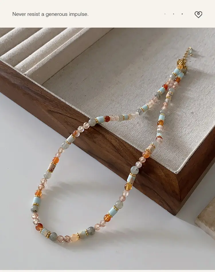 Dunhuang New Chinese Style Necklace Women's Beaded Natural Stone Agate High-grade Woolen Chain Red Stacked Antique Clavicle Chain — feature 32