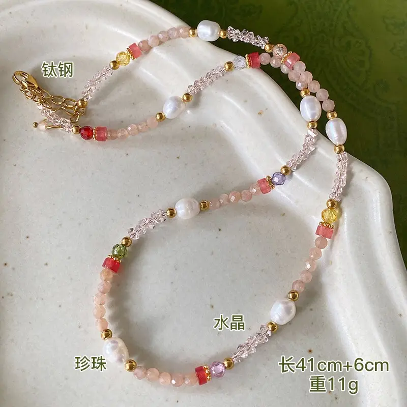 Dunhuang New Chinese Style Necklace Women's Beaded Natural Stone Agate High-grade Woolen Chain Red Stacked Antique Clavicle Chain - Image 9