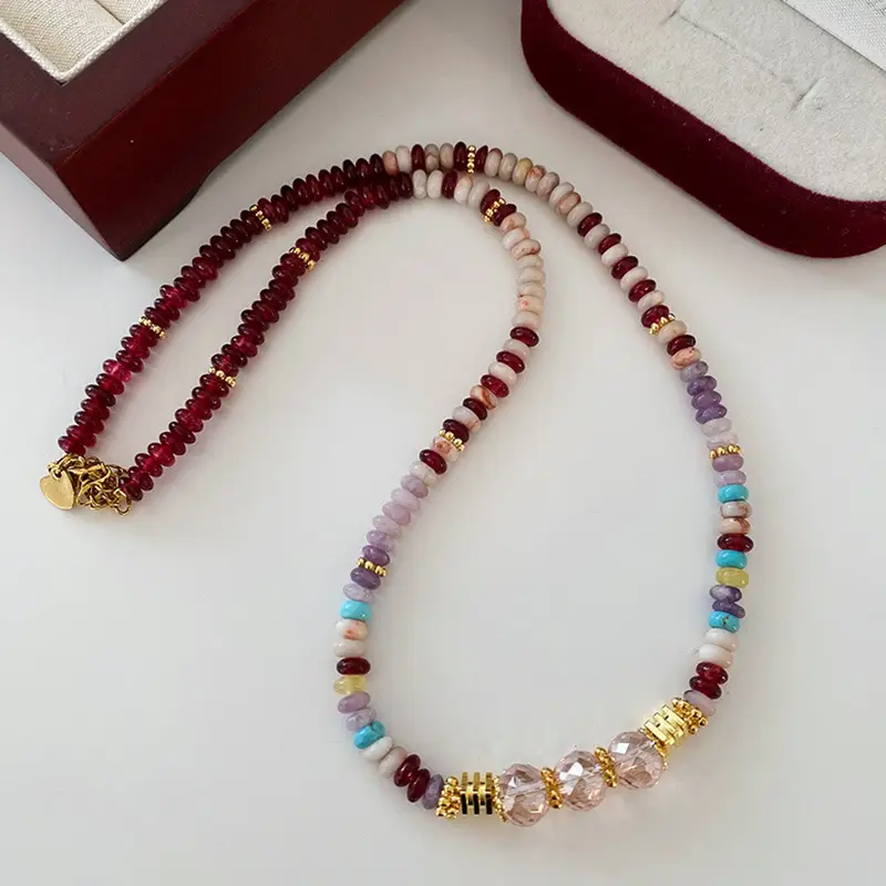 Dunhuang New Chinese Style Necklace Women's Beaded Natural Stone Agate High-grade Woolen Chain Red Stacked Antique Clavicle Chain - Image 11