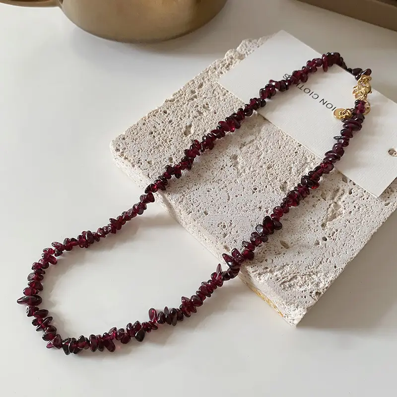 Dunhuang New Chinese Style Necklace Women's Beaded Natural Stone Agate High-grade Woolen Chain Red Stacked Antique Clavicle Chain - Image 12