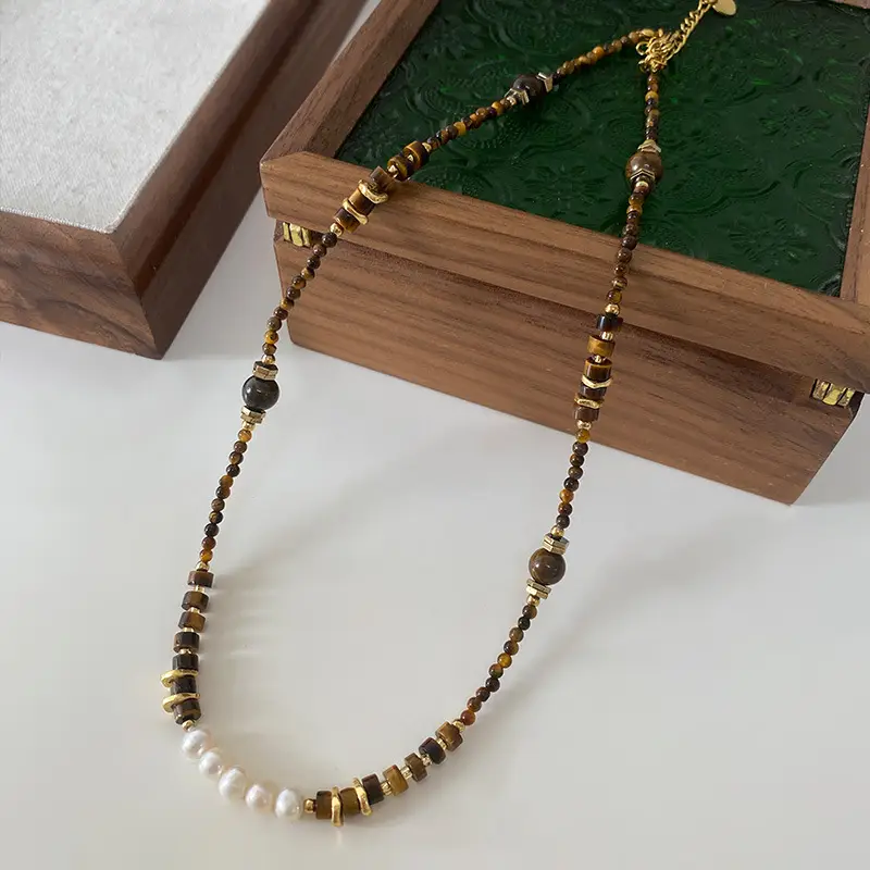 Dunhuang New Chinese Style Necklace Women's Beaded Natural Stone Agate High-grade Woolen Chain Red Stacked Antique Clavicle Chain - Image 14