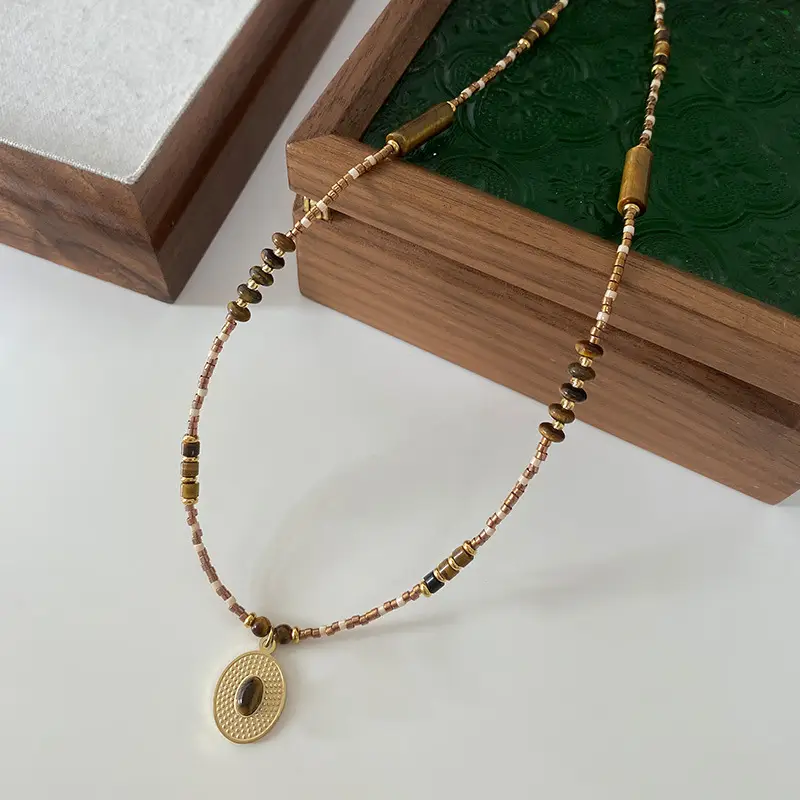 Dunhuang New Chinese Style Necklace Women's Beaded Natural Stone Agate High-grade Woolen Chain Red Stacked Antique Clavicle Chain - Image 15