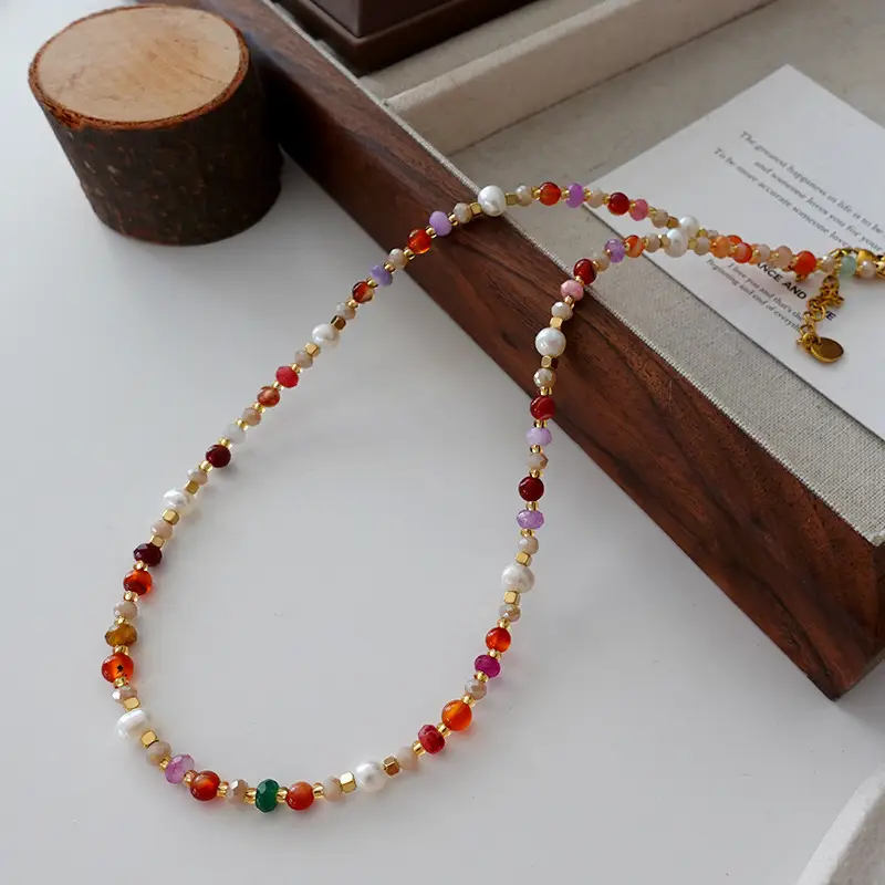Dunhuang New Chinese Style Necklace Women's Beaded Natural Stone Agate High-grade Woolen Chain Red Stacked Antique Clavicle Chain - Image 23
