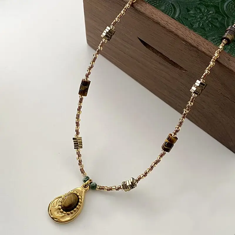 Dunhuang New Chinese Style Necklace Women's Beaded Natural Stone Agate High-grade Woolen Chain Red Stacked Antique Clavicle Chain - Image 30