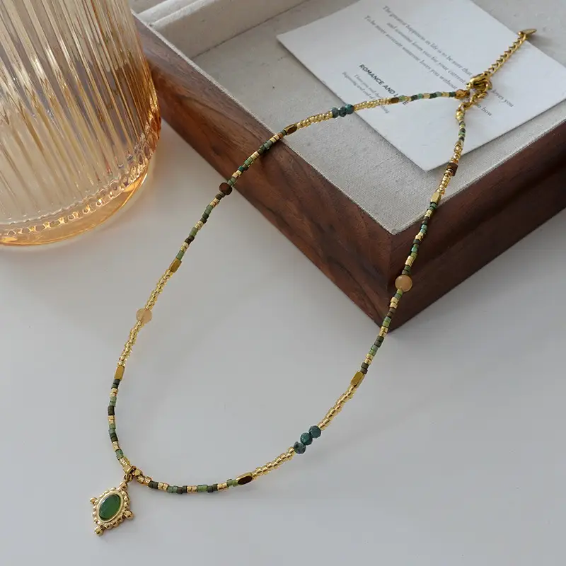 Dunhuang New Chinese Style Necklace Women's Beaded Natural Stone Agate High-grade Woolen Chain Red Stacked Antique Clavicle Chain - Image 31