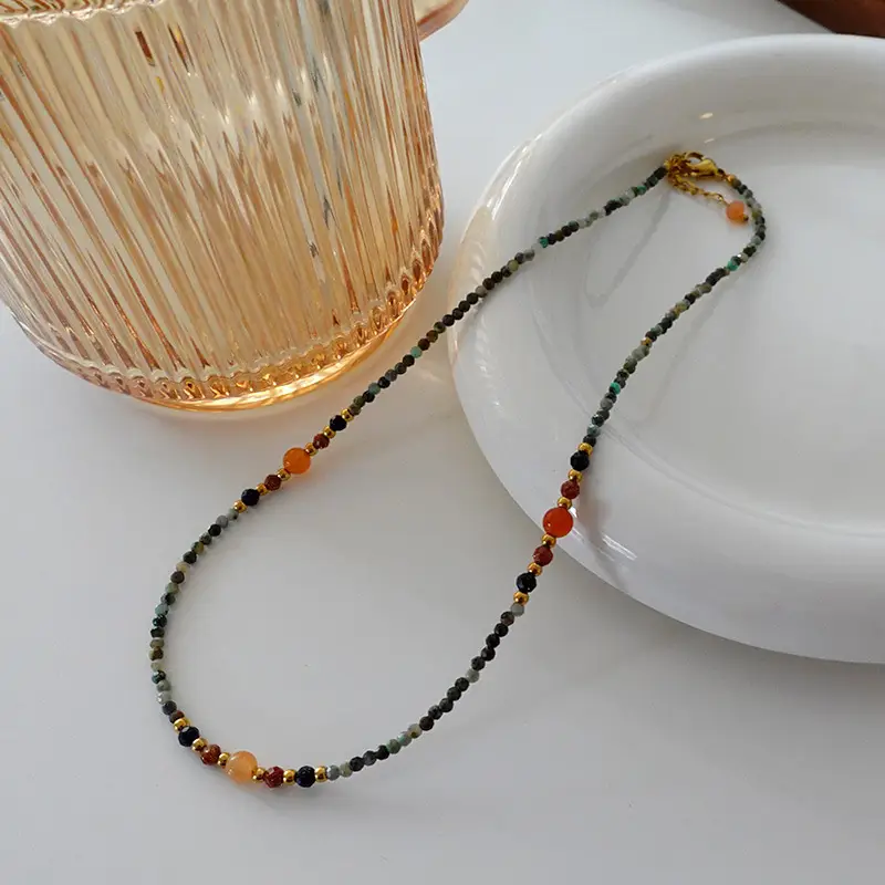 Dunhuang New Chinese Style Necklace Women's Beaded Natural Stone Agate High-grade Woolen Chain Red Stacked Antique Clavicle Chain - Image 37