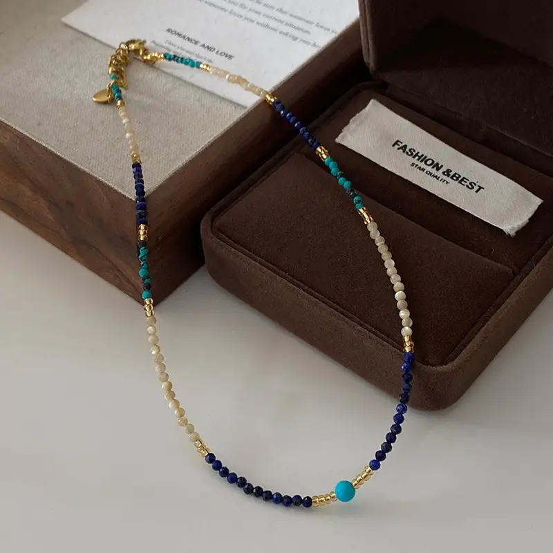 Dunhuang New Chinese Style Necklace Women's Beaded Natural Stone Agate High-grade Woolen Chain Red Stacked Antique Clavicle Chain - Image 45