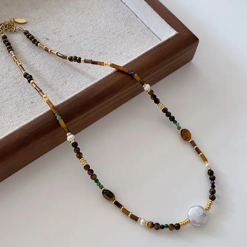 Dunhuang New Chinese Style Necklace Women's Beaded Natural Stone Agate High-grade Woolen Chain Red Stacked Antique Clavicle Chain - Image 46