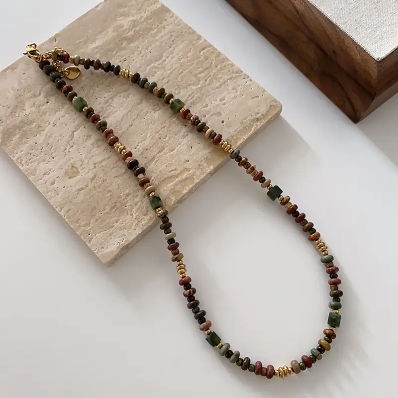Dunhuang New Chinese Style Necklace Women's Beaded Natural Stone Agate High-grade Woolen Chain Red Stacked Antique Clavicle Chain - Image 47