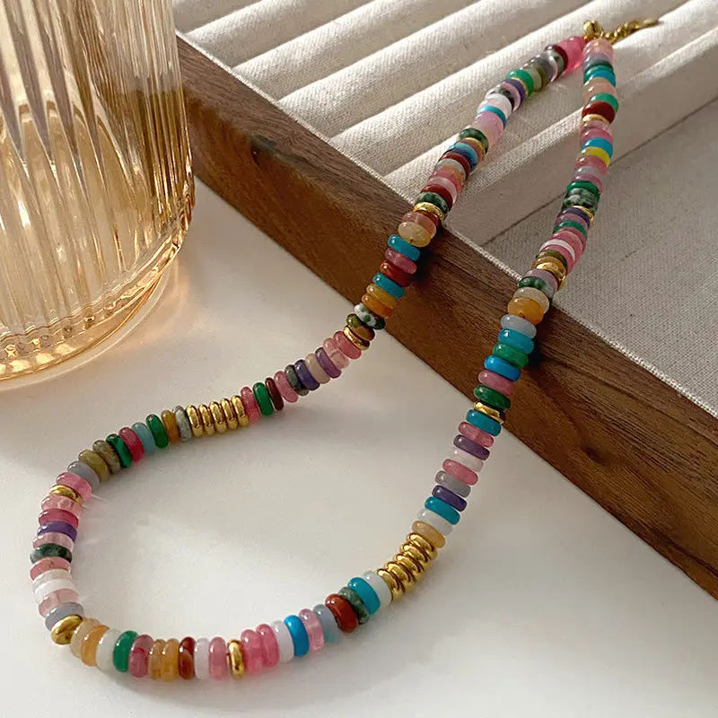 Dunhuang New Chinese Style Necklace Women's Beaded Natural Stone Agate High-grade Woolen Chain Red Stacked Antique Clavicle Chain - Image 49