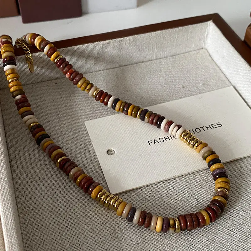 Dunhuang New Chinese Style Necklace Women's Beaded Natural Stone Agate High-grade Woolen Chain Red Stacked Antique Clavicle Chain - Image 50
