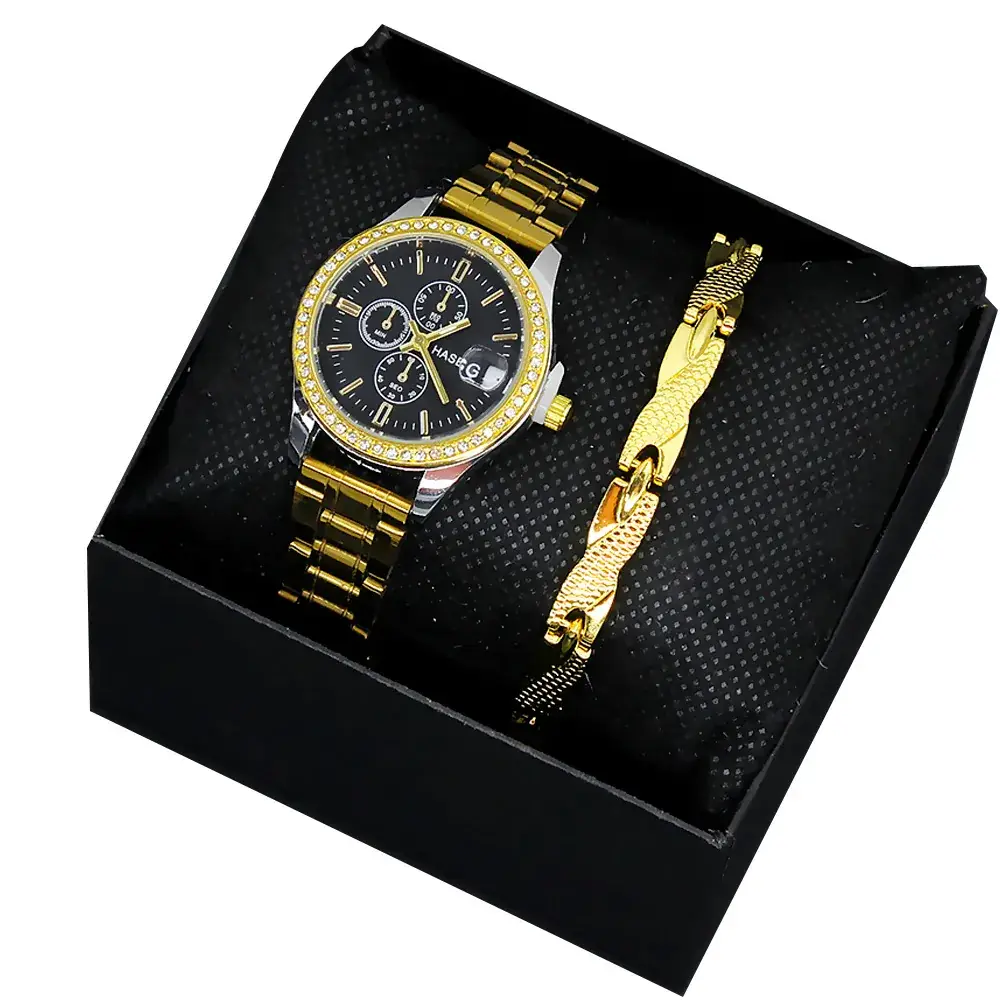 Gold Plated Women's Watch with Bracelet Set - Image 8