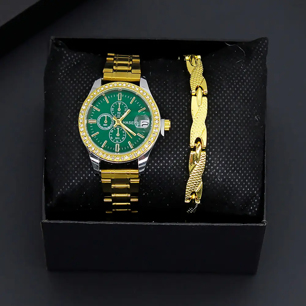 Gold Plated Women's Watch with Bracelet Set — feature 3