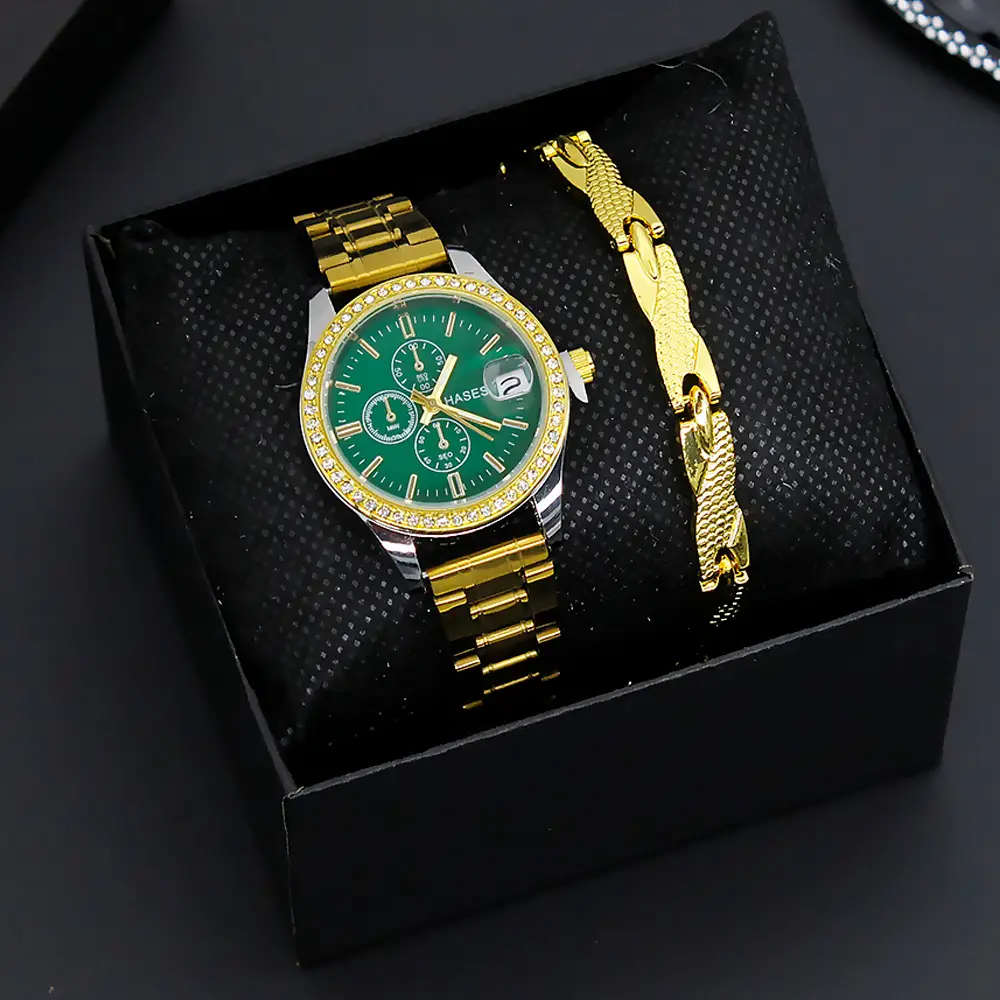 Gold Plated Women's Watch with Bracelet Set — feature 4