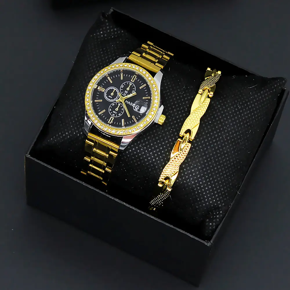Gold Plated Women's Watch with Bracelet Set — feature 5