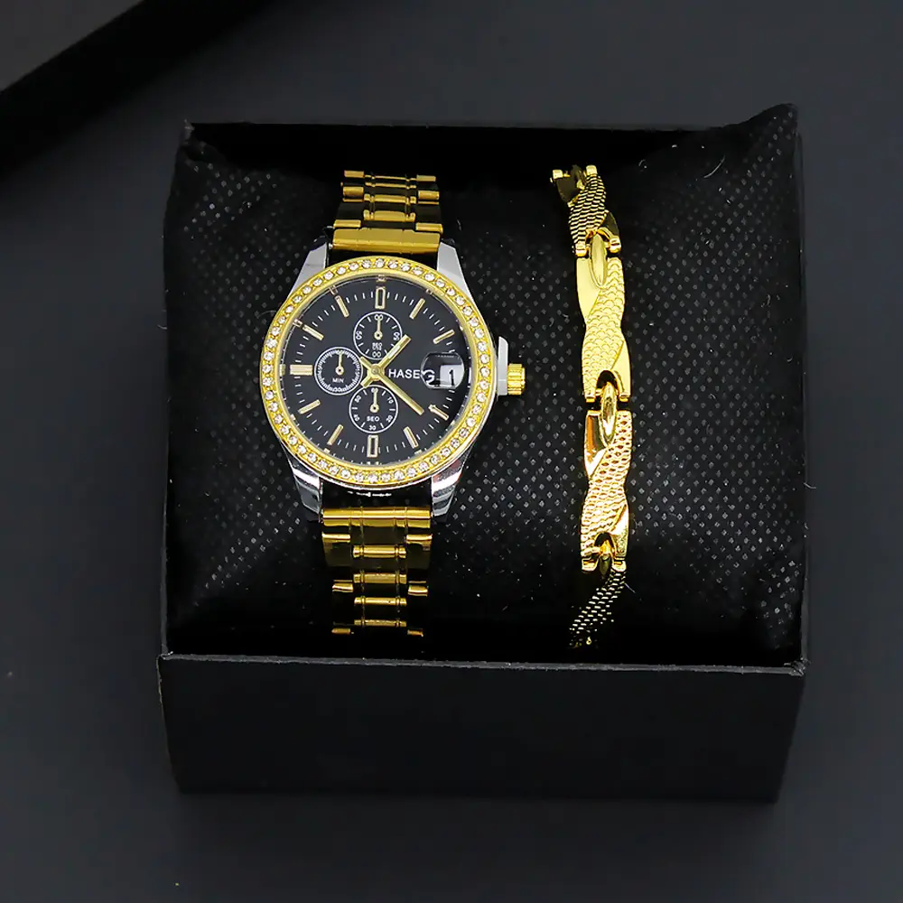 Gold Plated Women's Watch with Bracelet Set — feature 6
