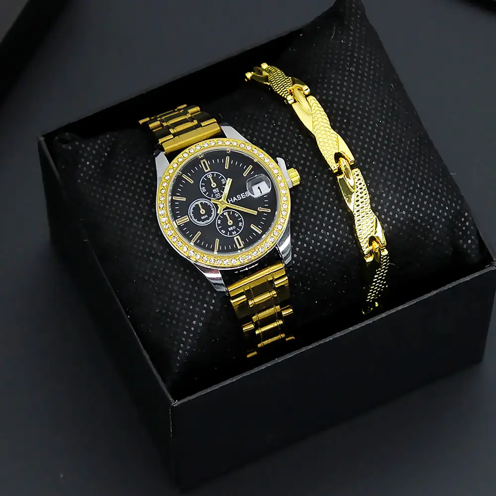 Gold Plated Women's Watch with Bracelet Set — feature 7