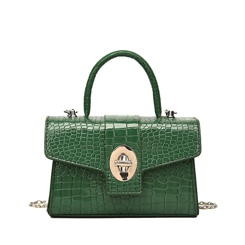 Black Croc Leather Chain Shoulder Bag for Women 2023 - Image 6