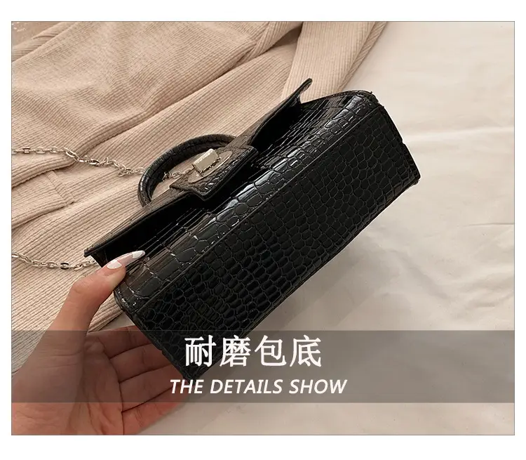 Black Croc Leather Chain Shoulder Bag for Women 2023 — feature 10