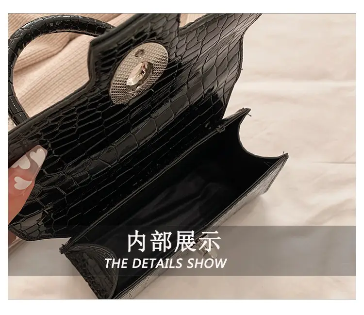 Black Croc Leather Chain Shoulder Bag for Women 2023 — feature 11