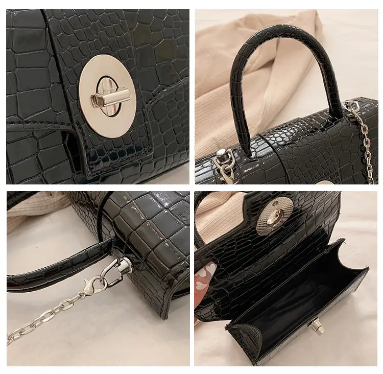 Black Croc Leather Chain Shoulder Bag for Women 2023 — feature 15